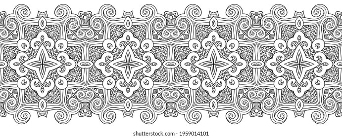 Vector abstract decorative ethnic ornamental illustration. Sketchy seamless pattern