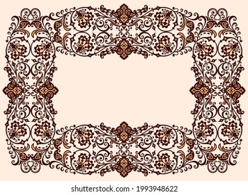 Vector abstract decorative ethnic ornamental illustration. Colorful border