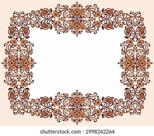 Vector abstract decorative ethnic ornamental illustration. Colorful border