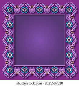 Vector abstract decorative ethnic ornamental illustration. Colorful border