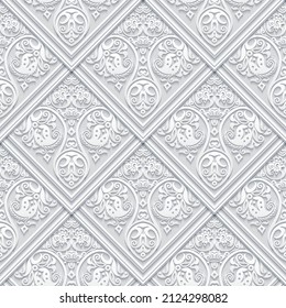 Vector abstract decorative ethnic ornamental seamless pattern. Papercut tile background