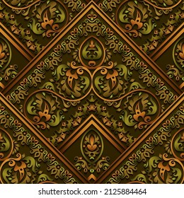 Vector abstract decorative ethnic ornamental seamless pattern. Colorful gradient tile background