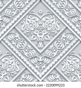 Vector abstract decorative ethnic ornamental seamless pattern. Papercut tile background