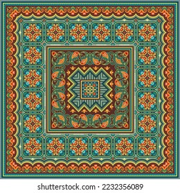 Vector abstract decorative ethnic ornamental illustration. Color napkin