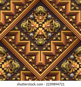 Vector abstract decorative ethnic ornamental seamless pattern. Colorful gradient tile background