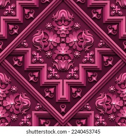 Vector abstract decorative ethnic ornamental seamless pattern. Colorful gradient tile background