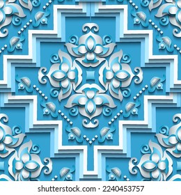 Vector abstract decorative ethnic ornamental seamless pattern. Colorful gradient tile background