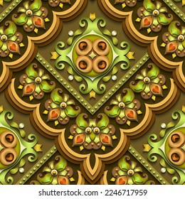 Vector abstract decorative ethnic ornamental seamless pattern. Colorful gradient tile background