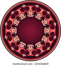 Vector abstract decorative ethnic ornamental illustration. Colorful round frame