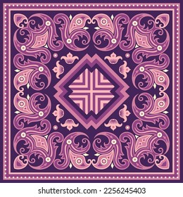 Vector abstract decorative ethnic ornamental illustration. Color floral napkin