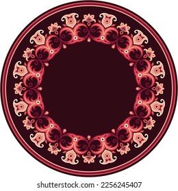 Vector abstract decorative ethnic ornamental illustration. Colorful round frame