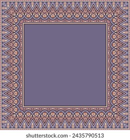 Vector abstract decorative ethnic ornamental border illustration. Colorful carpet frame