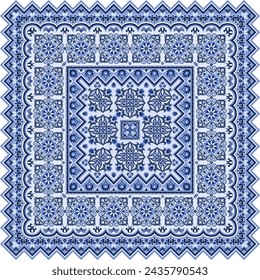 Vector abstract decorative ethnic ornamental illustration. Colorful square carpet