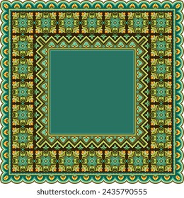 Vektor-abstrakte dekorative ethnische ornamentale Rand-Illustration. Buntes Teppichgestell
