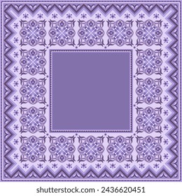Vector abstract decorative ethnic ornamental border illustration. Monochrome carpet frame