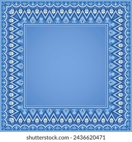Vector abstracto decorativo étnico ornamental borde ilustración. Marco de alfombra monocromo