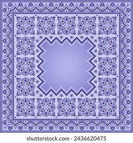 Vector abstract decorative ethnic ornamental border illustration. Monochrome carpet frame