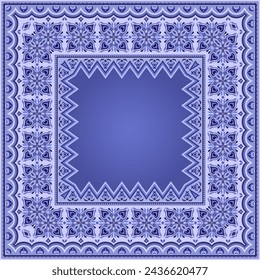 Vector abstract decorative ethnic ornamental border illustration. Monochrome carpet frame