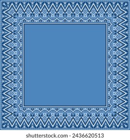 Vector abstract decorative ethnic ornamental border illustration. Monochrome carpet frame