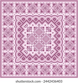 Vector abstract decorative ethnic ornamental illustration. Monochrome square carpet