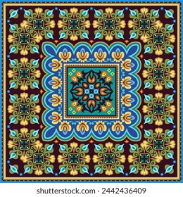 Vektor-abstrakte dekorative ethnische ornamentale Illustration. Bunte quadratische Teppiche