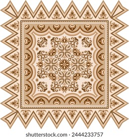 Vektorgrafik abstrakte dekorative ethnische ornamentale Illustration. Einfarbiger quadratischer Teppich