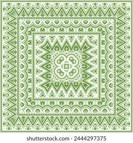 Vector abstract decorative ethnic ornamental illustration. Monochrome square carpet