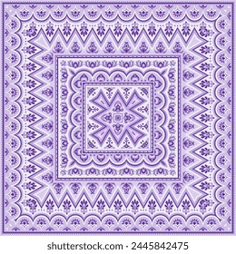 Vector abstract decorative ethnic ornamental illustration. Monochrome square carpet