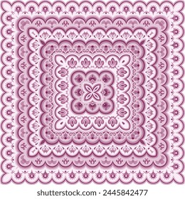 Vector abstract decorative ethnic ornamental illustration. Monochrome square carpet