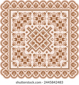 Vector abstract decorative ethnic ornamental illustration. Monochrome square carpet