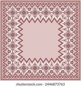 Vector abstract decorative ethnic ornamental border illustration. Monochrome carpet frame