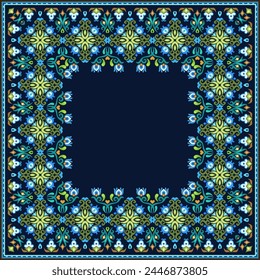 Vector abstract decorative ethnic ornamental border illustration. Colorful carpet frame