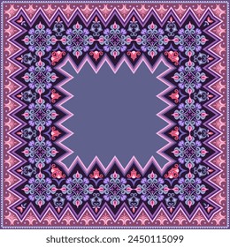 Vector abstract decorative ethnic ornamental border illustration. Colorful carpet frame