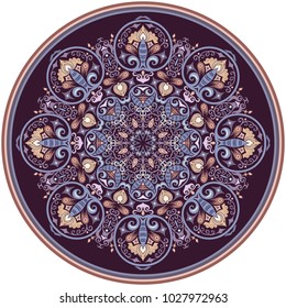 Vector abstract decorative floral ethnic round ornamental illustration. 