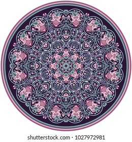 Vector abstract decorative floral ethnic round ornamental illustration. 