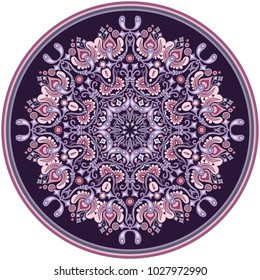 Vector abstract decorative floral ethnic round ornamental illustration. 