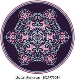 Vector abstract decorative floral ethnic round ornamental illustration. 