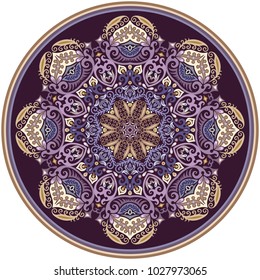 Vector abstract decorative floral ethnic round ornamental illustration. 