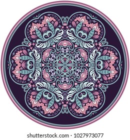 Vector abstract decorative floral ethnic round ornamental illustration. 