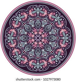 Vector abstract decorative floral ethnic round ornamental illustration. 