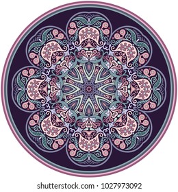 Vector abstract decorative floral ethnic round ornamental illustration. 