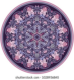Vector abstract decorative floral ethnic round ornamental illustration. 