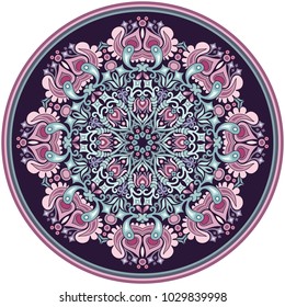 Vector abstract decorative floral ethnic round ornamental illustration. 