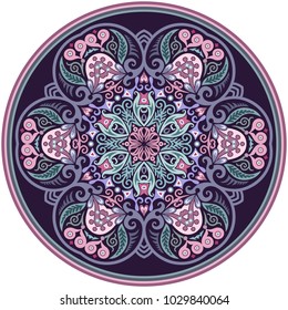 Vector abstract decorative floral ethnic round ornamental illustration. 