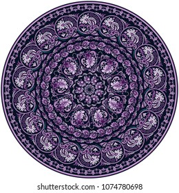 Vector abstract decorative floral ethnic round ornamental illustration. 