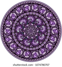 Vector abstract decorative floral ethnic round ornamental illustration. 
