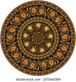Vector abstract decorative floral ethnic round ornamental illustration. 