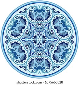 Vector abstract decorative floral ethnic round ornamental illustration. 