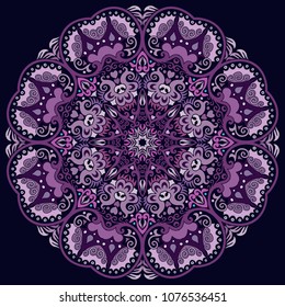 Vector abstract decorative floral ethnic  ornamental round illustration. Square background