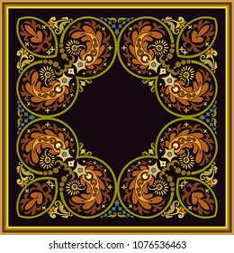 Vector abstract decorative floral ethnic  ornamental illustration. Square background